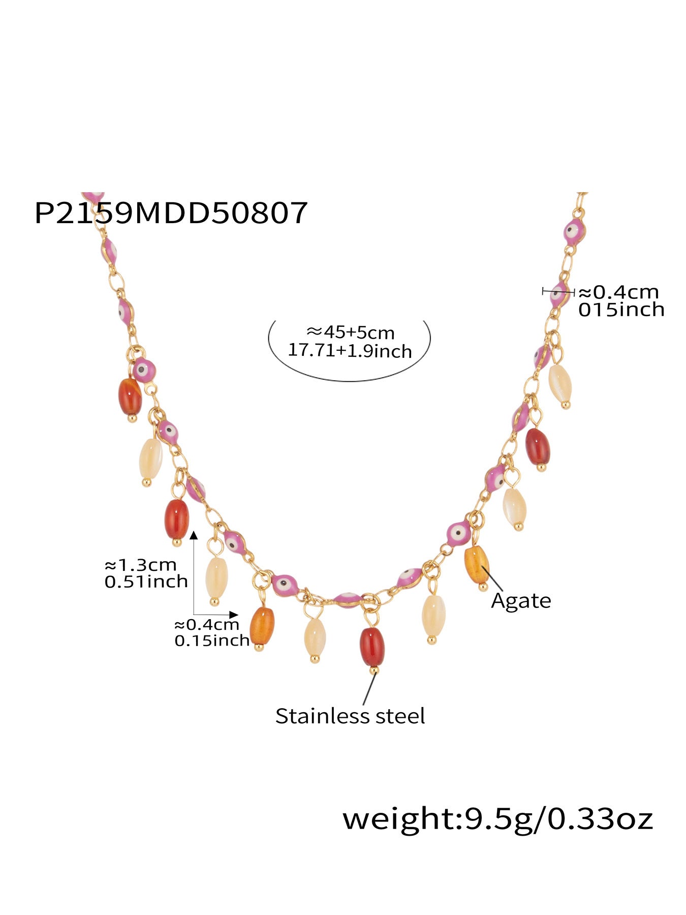 316L Stainless Steel Vibrant Drip Enamel Evil Eye Necklace - Image 22