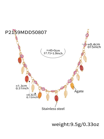 316L Stainless Steel Vibrant Drip Enamel Evil Eye Necklace - Image 22