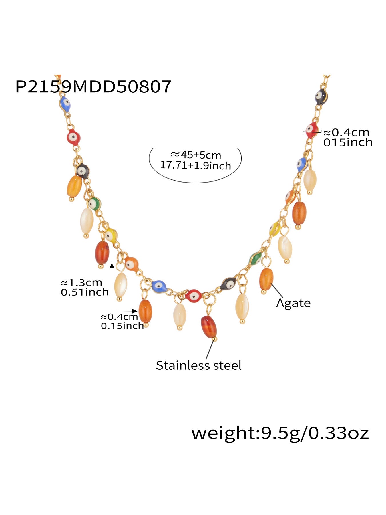 316L Stainless Steel Vibrant Drip Enamel Evil Eye Necklace - Image 24