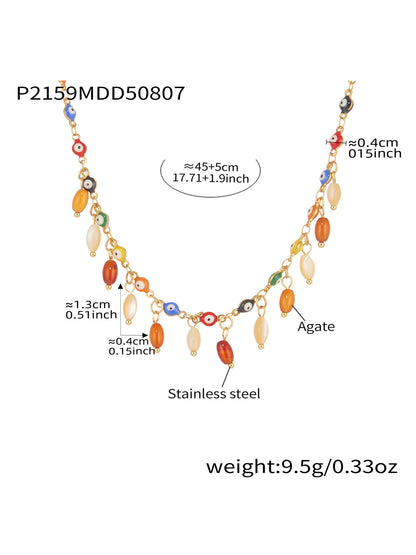 316L Stainless Steel Vibrant Drip Enamel Evil Eye Necklace - Image 24