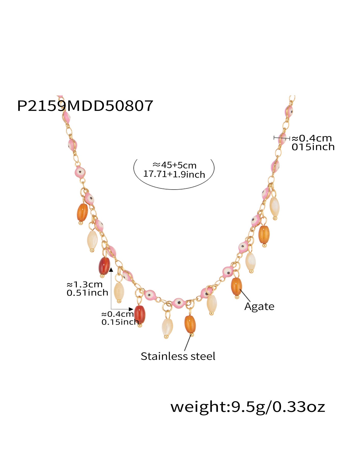 316L Stainless Steel Vibrant Drip Enamel Evil Eye Necklace - Image 25