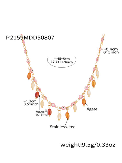 316L Stainless Steel Vibrant Drip Enamel Evil Eye Necklace - Image 25