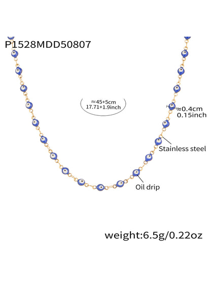 316L Stainless Steel Vibrant Drip Enamel Evil Eye Necklace - Image 26