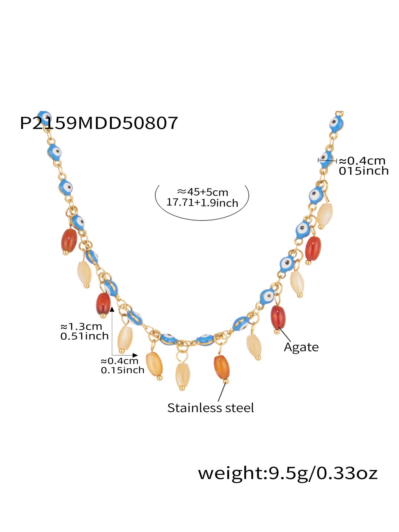 316L Stainless Steel Vibrant Drip Enamel Evil Eye Necklace - Image 27