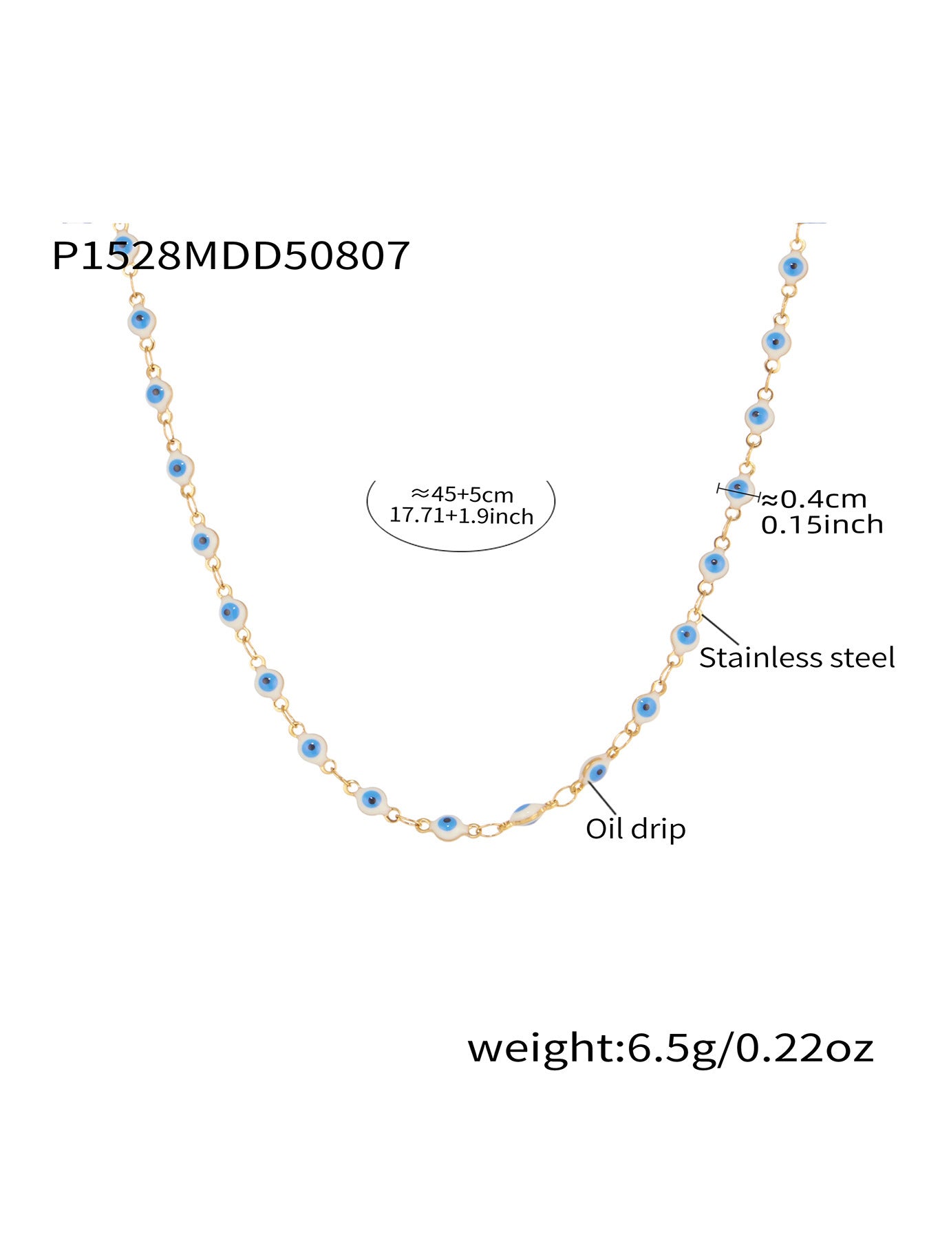 316L Stainless Steel Vibrant Drip Enamel Evil Eye Necklace - Image 28