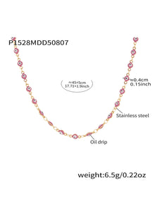 316L Stainless Steel Vibrant Drip Enamel Evil Eye Necklace - Image 3