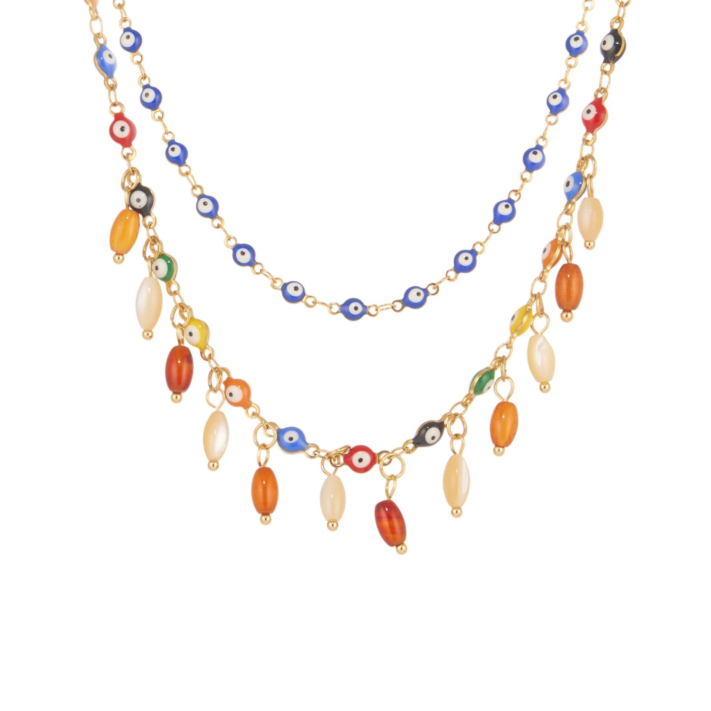 316L Stainless Steel Vibrant Drip Enamel Evil Eye Necklace - Image 6