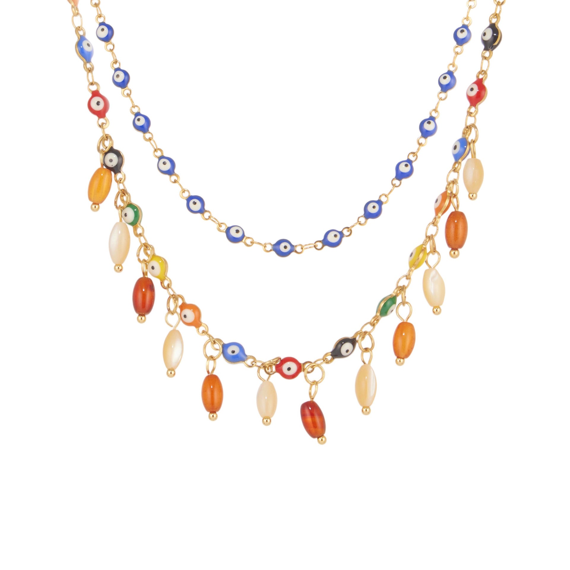 316L Stainless Steel Vibrant Drip Enamel Evil Eye Necklace - Image 6