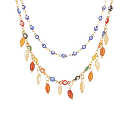 316L Stainless Steel Vibrant Drip Enamel Evil Eye Necklace - Image 6