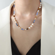 316L Stainless Steel Vintage Baroque Freshwater Pearl & Natural Stone Abacus Beaded Necklace - Image 3