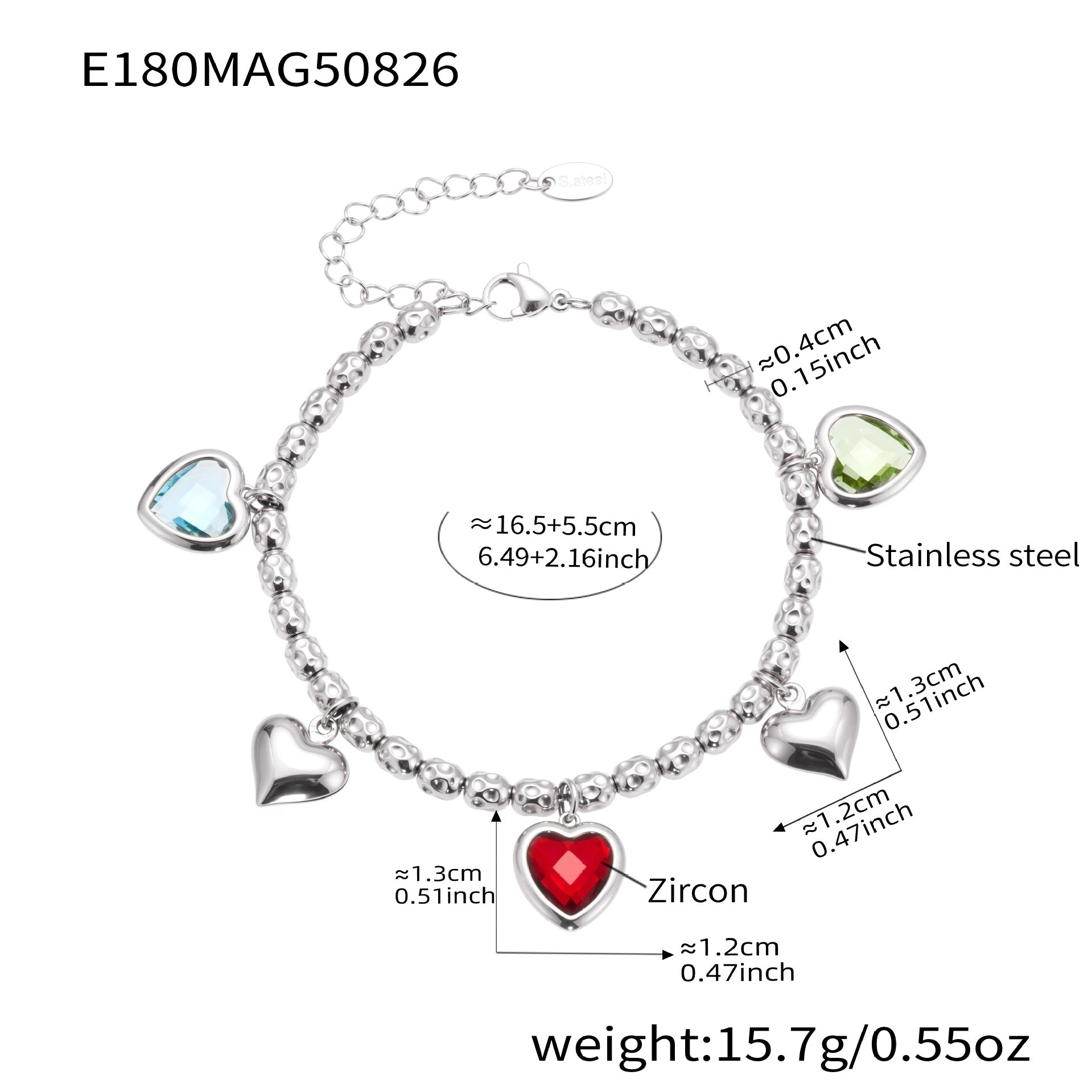 316L Stainless Steel Vintage Bell & Flower Charm Bracelet - Image 1