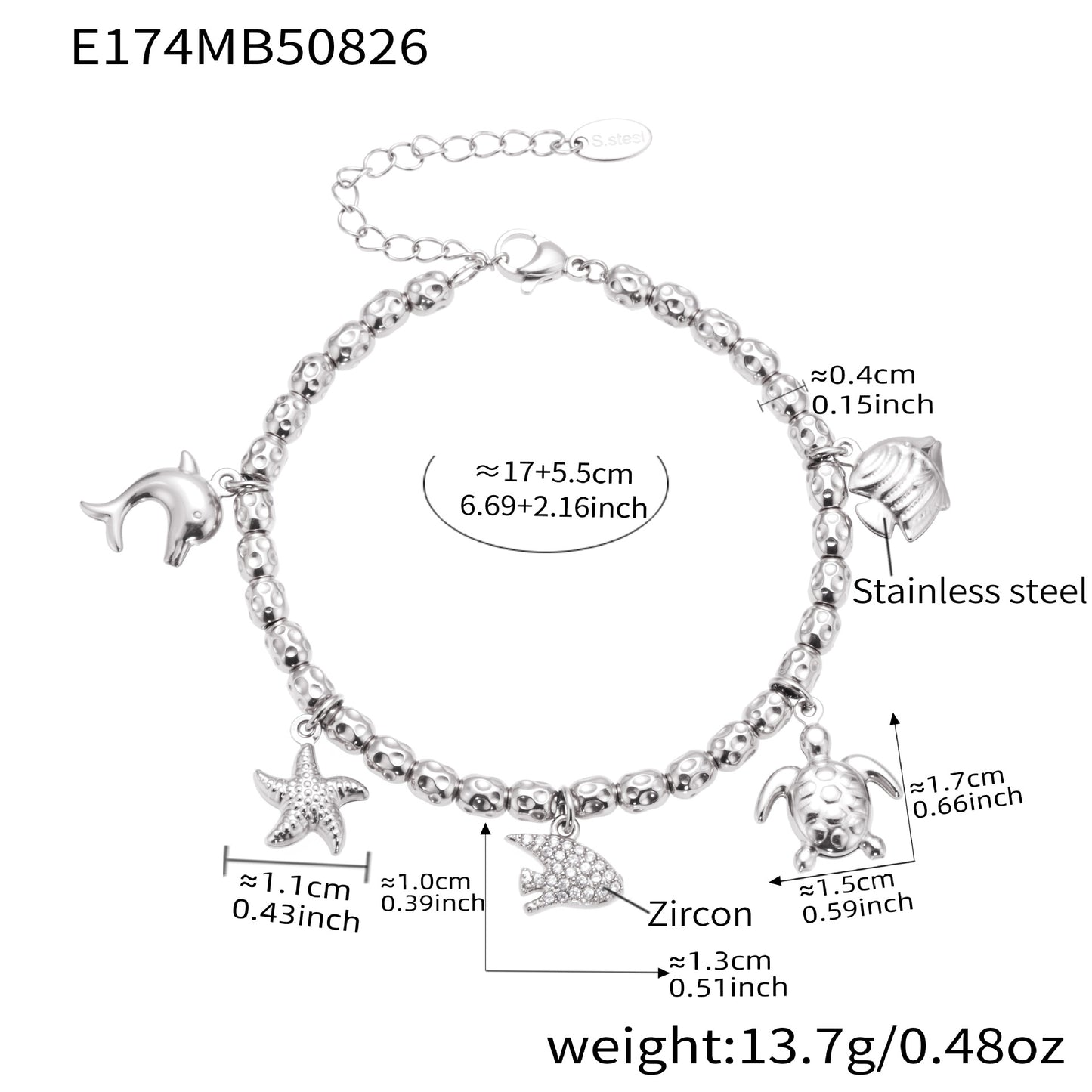 316L Stainless Steel Vintage Bell & Flower Charm Bracelet - Image 10