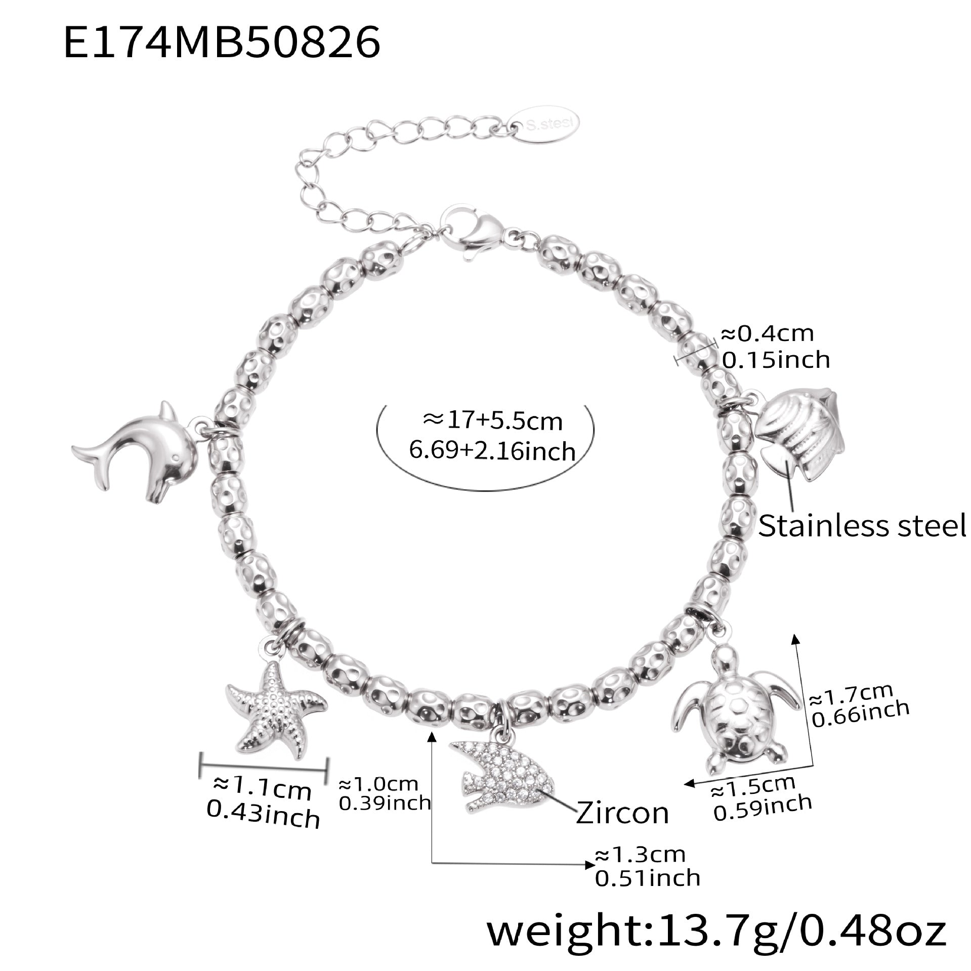 316L Stainless Steel Vintage Bell & Flower Charm Bracelet - Image 10