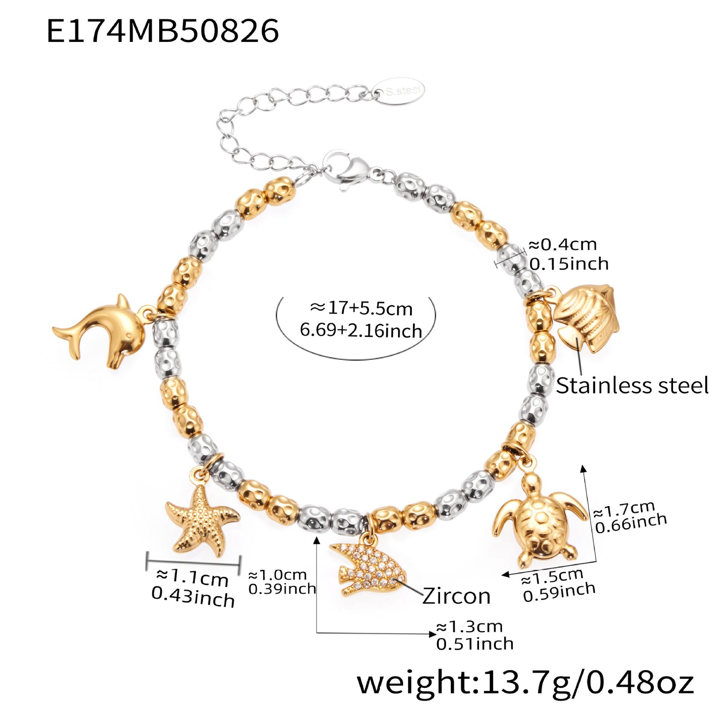 316L Stainless Steel Vintage Bell & Flower Charm Bracelet - Image 5
