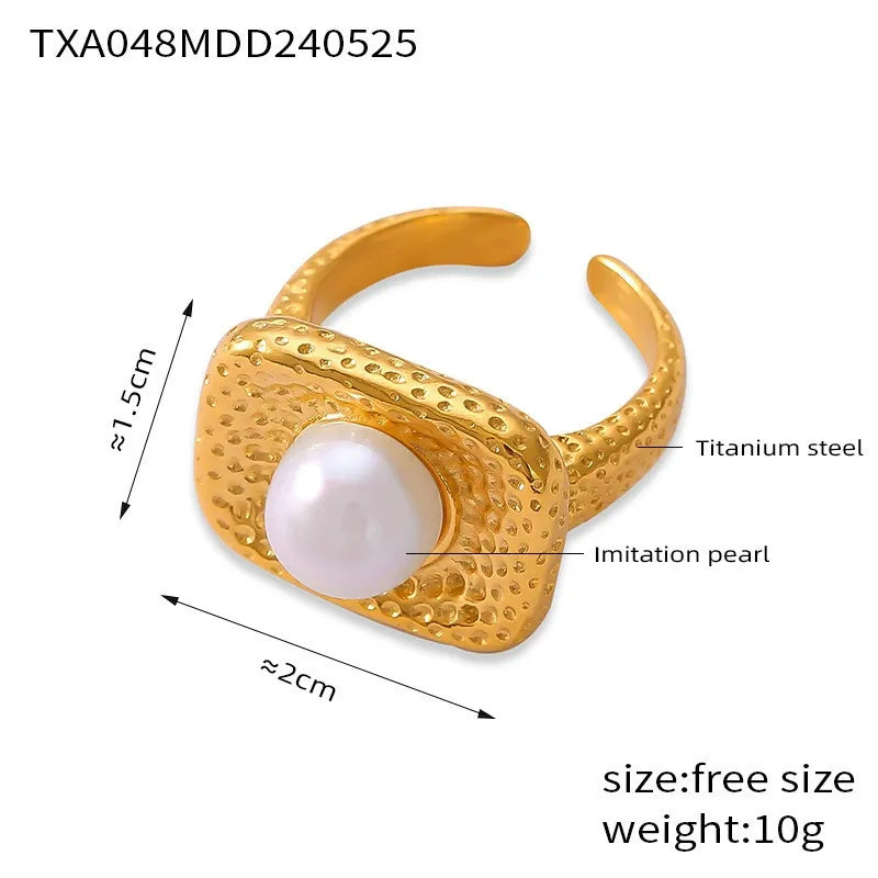 316L Stainless Steel Vintage Blue Turquoise Zircon Statement Chunky Gold Jewelry Set - Image 11