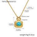 Gold Blue Turquoise / Necklace - 38+5cm