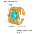 Gold Blue Turquoise / Ring - Size 7