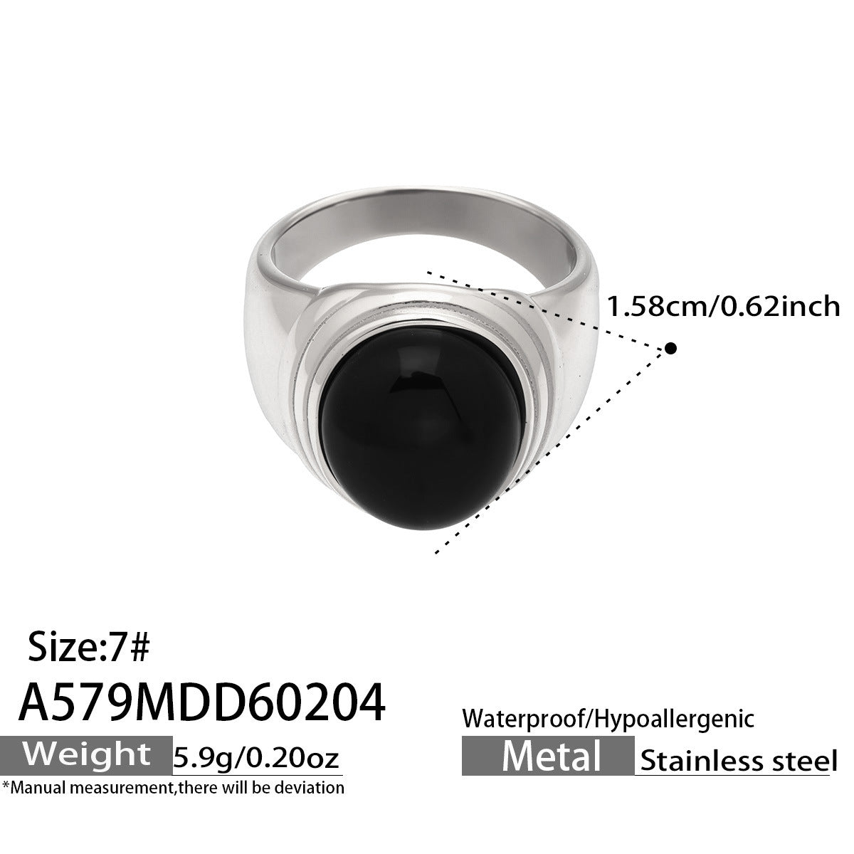 316L Stainless Steel Vintage Checkerboard Enamel Open Ring - Image 14