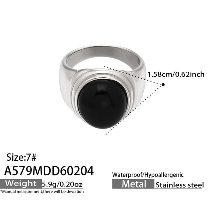 316L Stainless Steel Vintage Checkerboard Enamel Open Ring - Image 14