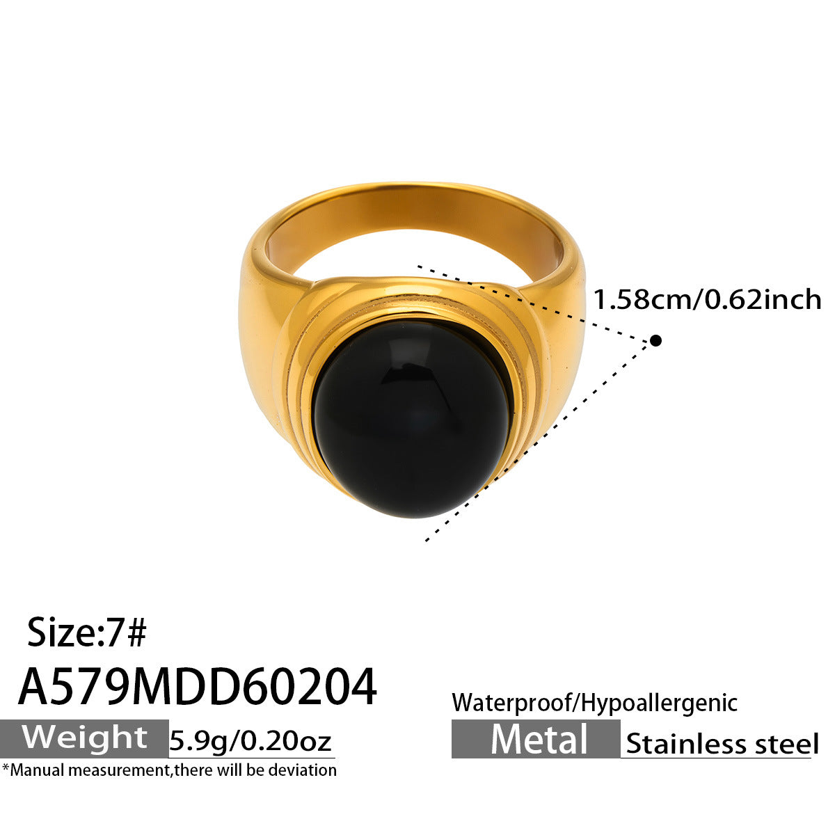 316L Stainless Steel Vintage Checkerboard Enamel Open Ring - Image 18