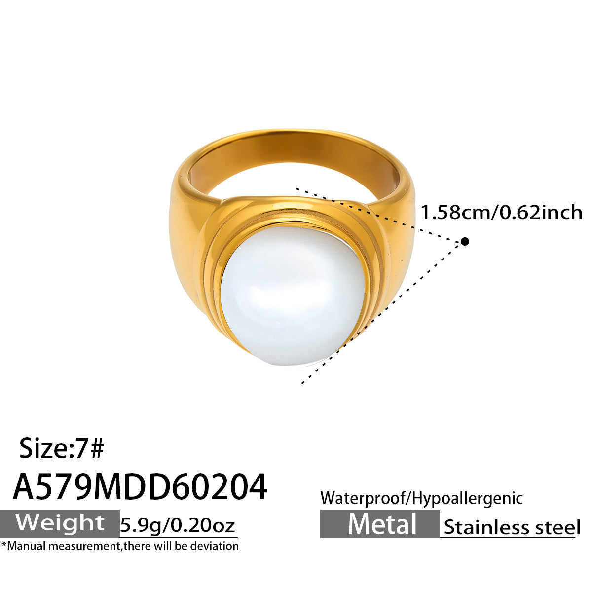 316L Stainless Steel Vintage Checkerboard Enamel Open Ring - Image 6