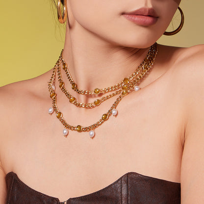 316L Stainless Steel Vintage Cuban Chain Tassel Necklace & Bracelet - Image 2