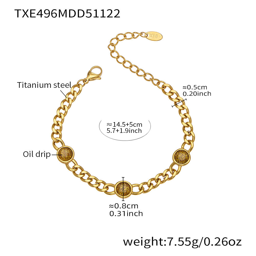 316L Stainless Steel Vintage Cuban Chain Tassel Necklace & Bracelet - Image 4