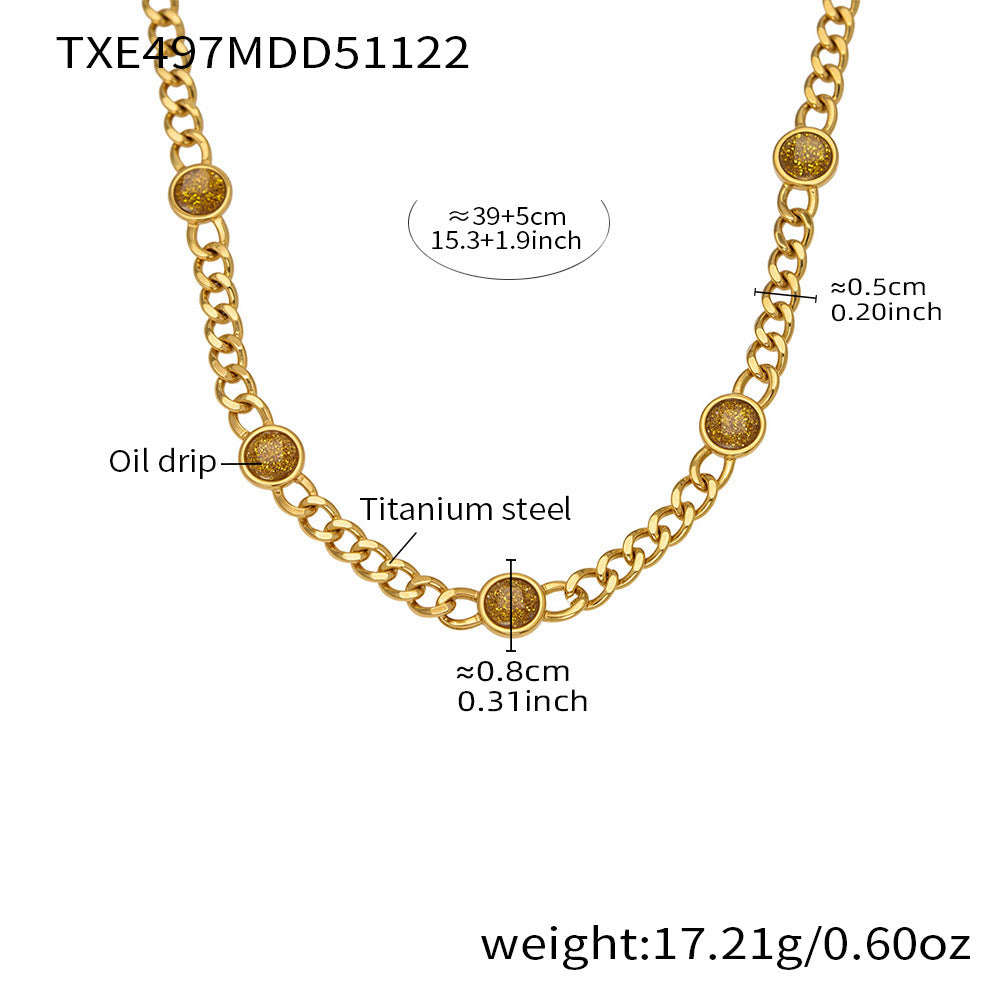 316L Stainless Steel Vintage Cuban Chain Tassel Necklace & Bracelet - Image 5