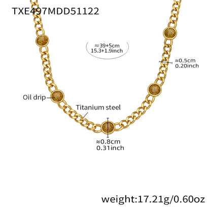 316L Stainless Steel Vintage Cuban Chain Tassel Necklace & Bracelet - Image 5