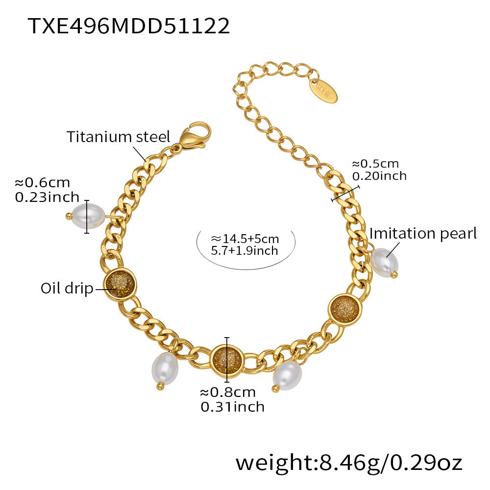 316L Stainless Steel Vintage Cuban Chain Tassel Necklace & Bracelet - Image 6