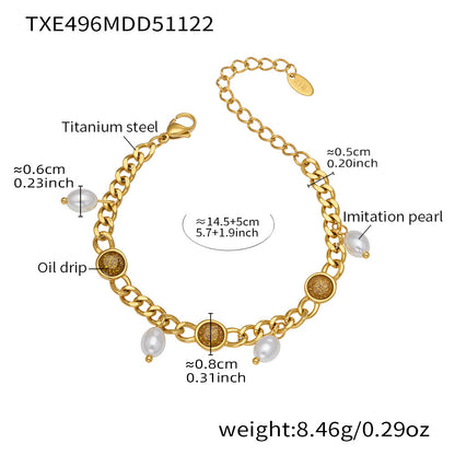 316L Stainless Steel Vintage Cuban Chain Tassel Necklace & Bracelet - Image 6