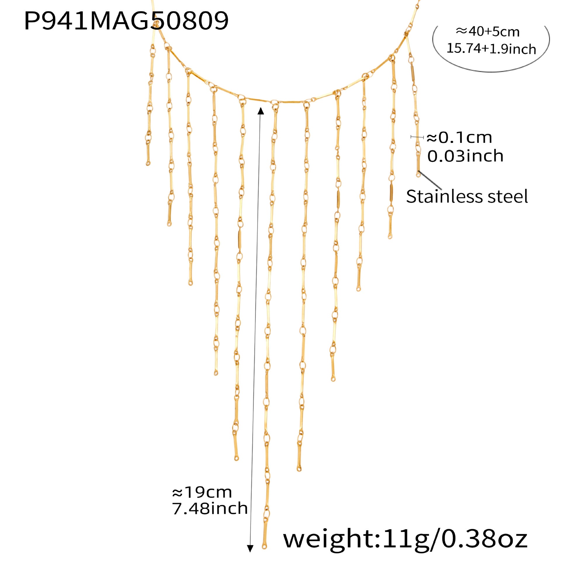 316L Stainless Steel Vintage Freshwater Pearl Tassel Collarbone Necklace - Image 10