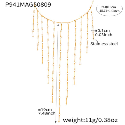 316L Stainless Steel Vintage Freshwater Pearl Tassel Collarbone Necklace - Image 10