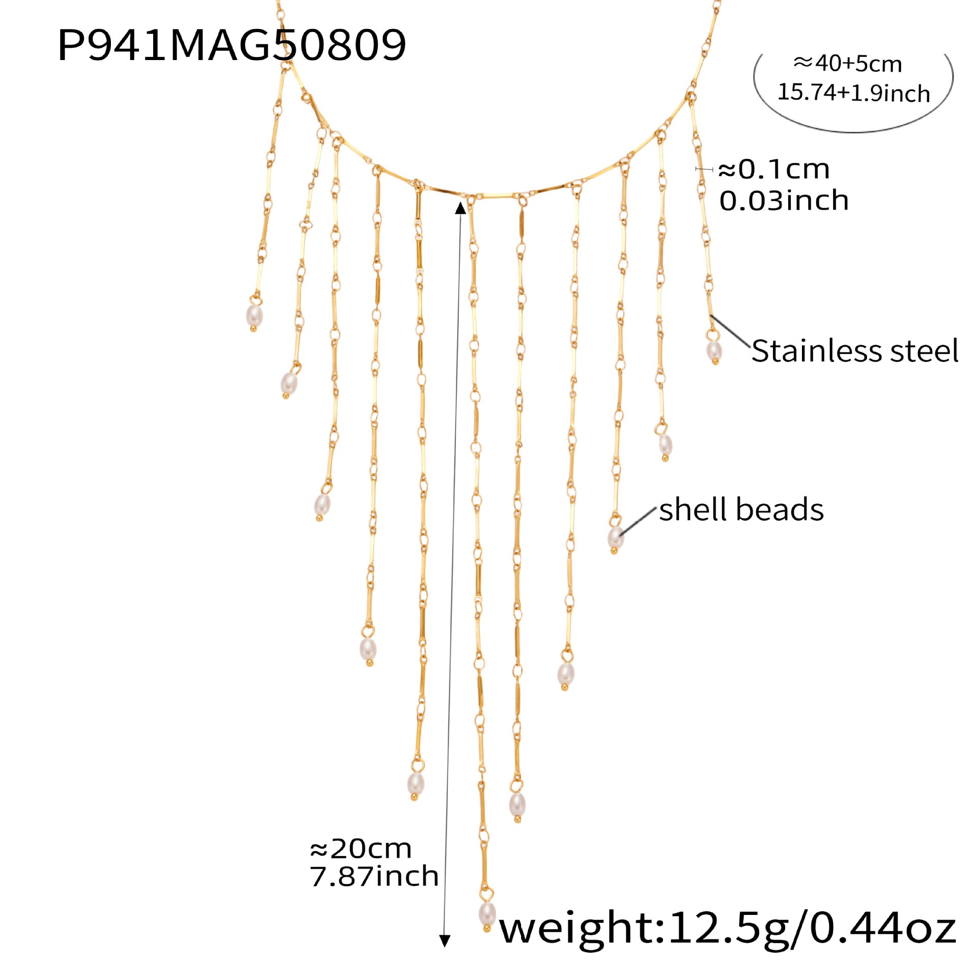 316L Stainless Steel Vintage Freshwater Pearl Tassel Collarbone Necklace - Image 7