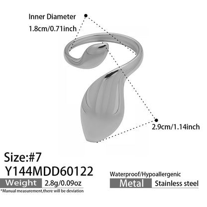 316L Stainless Steel Vintage Geometric Open Index Finger Ring Set - Image 10