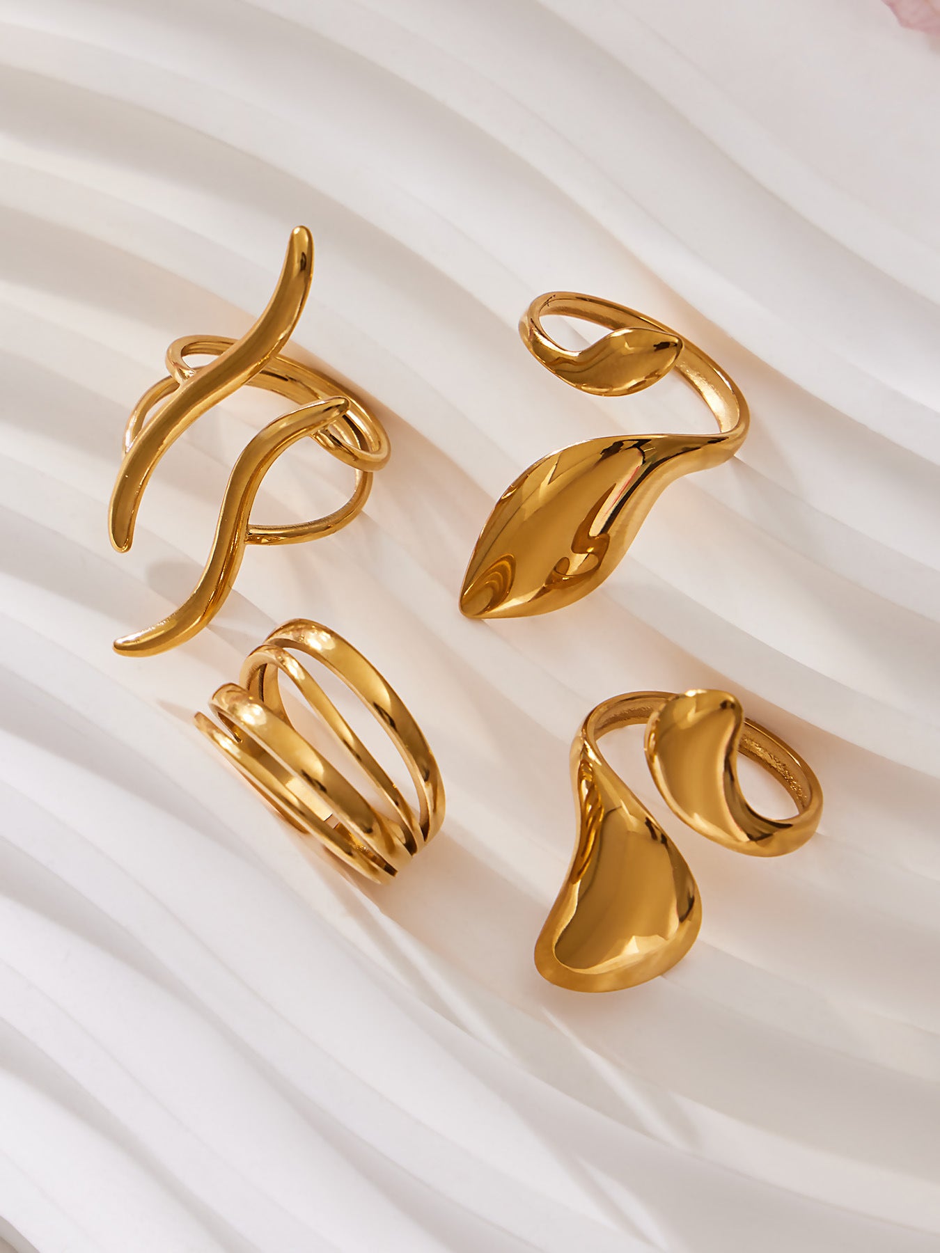 316L Stainless Steel Vintage Geometric Open Index Finger Ring Set - Image 11