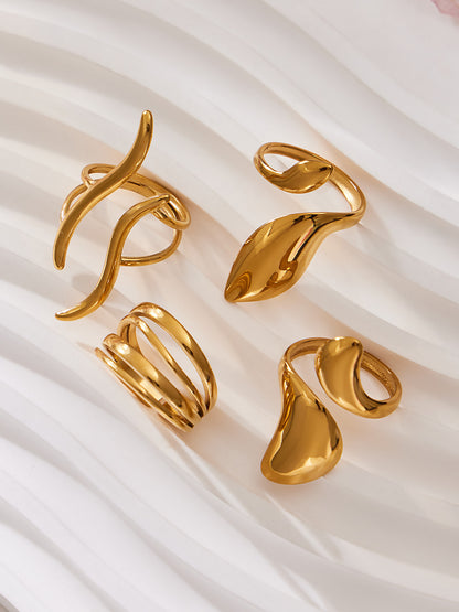 316L Stainless Steel Vintage Geometric Open Index Finger Ring Set - Image 11