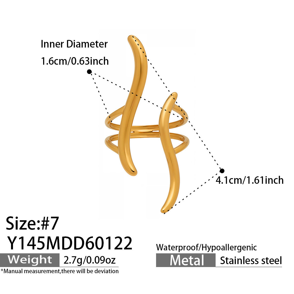 316L Stainless Steel Vintage Geometric Open Index Finger Ring Set - Image 14