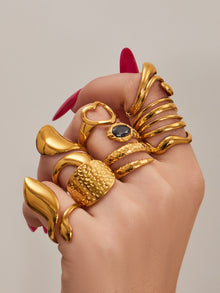 316L Stainless Steel Vintage Geometric Open Index Finger Ring Set - Image 16