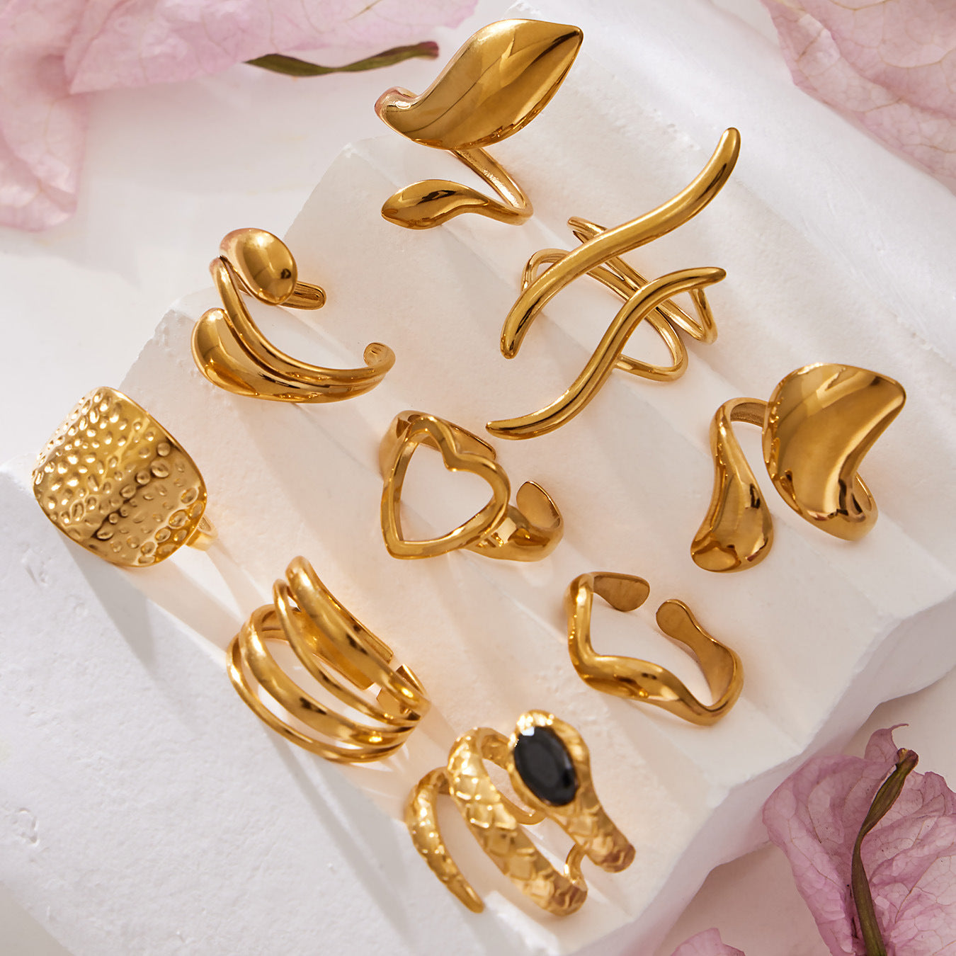 316L Stainless Steel Vintage Geometric Open Index Finger Ring Set - Image 17