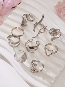 316L Stainless Steel Vintage Geometric Open Index Finger Ring Set - Image 20