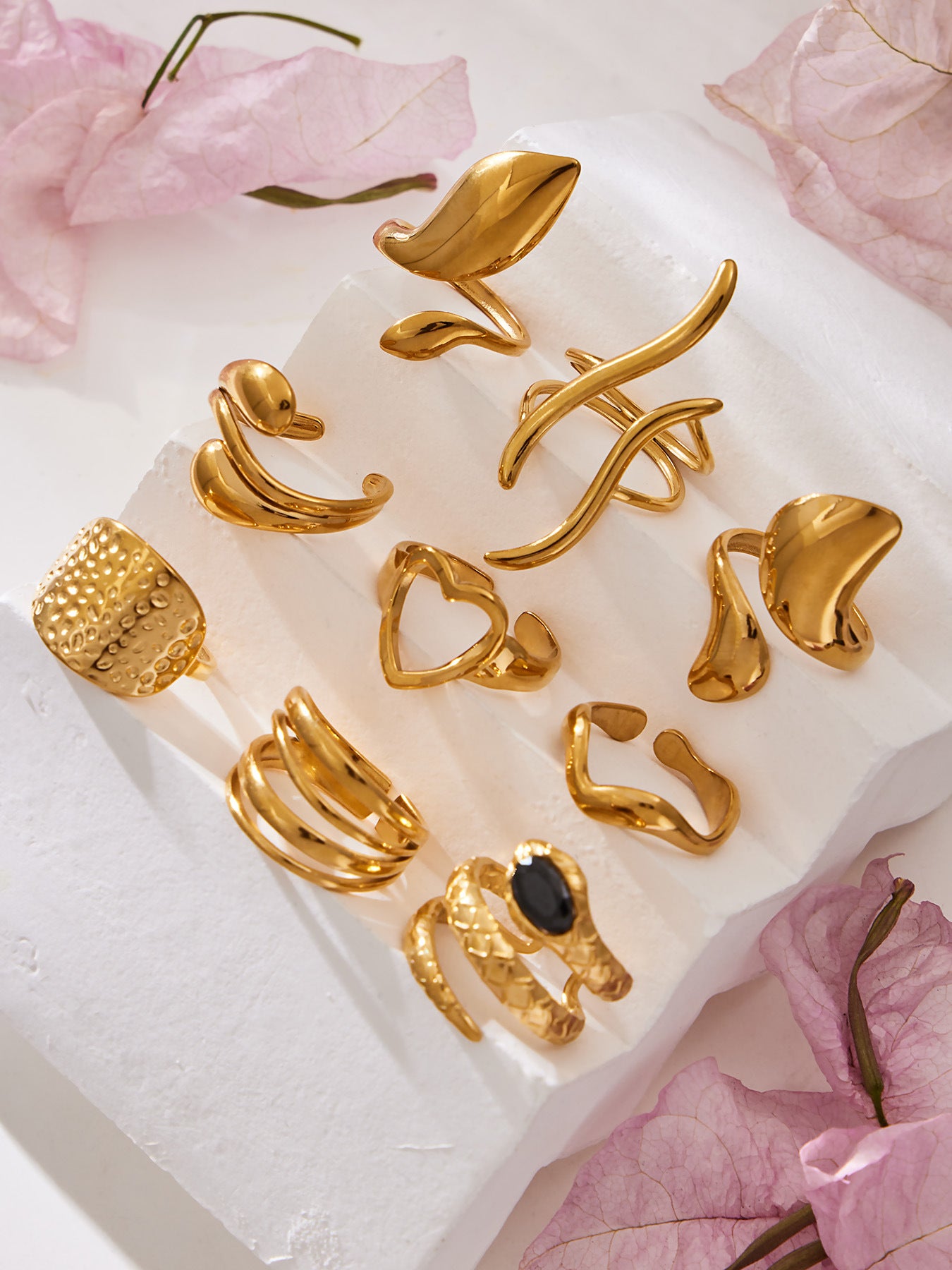 316L Stainless Steel Vintage Geometric Open Index Finger Ring Set - Image 5