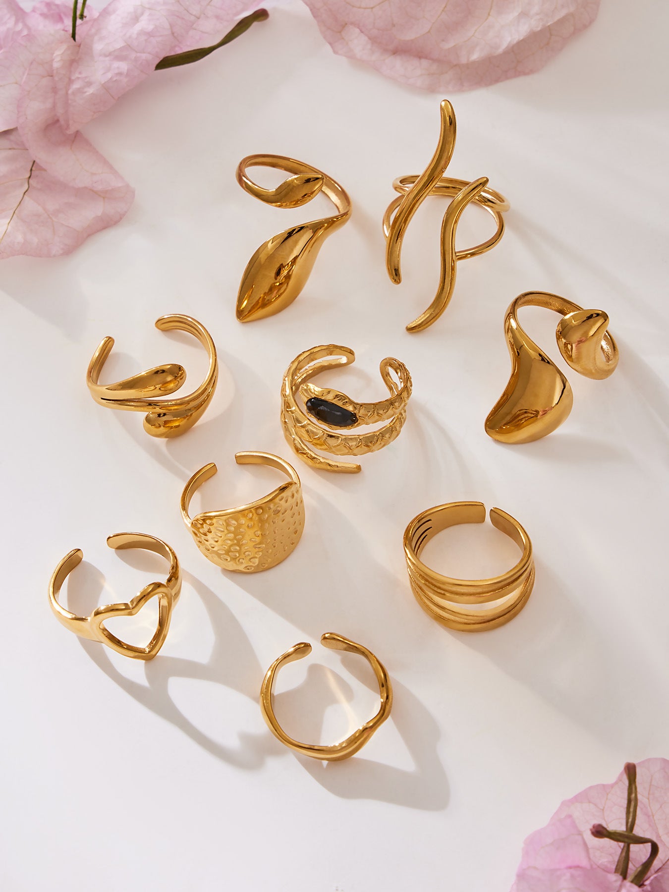 316L Stainless Steel Vintage Geometric Open Index Finger Ring Set - Image 6