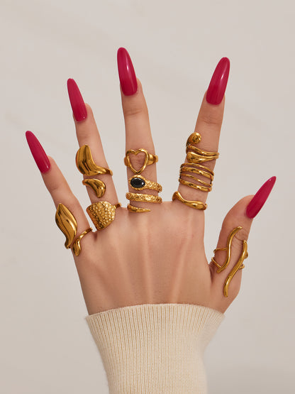 316L Stainless Steel Vintage Geometric Open Index Finger Ring Set - Image 8