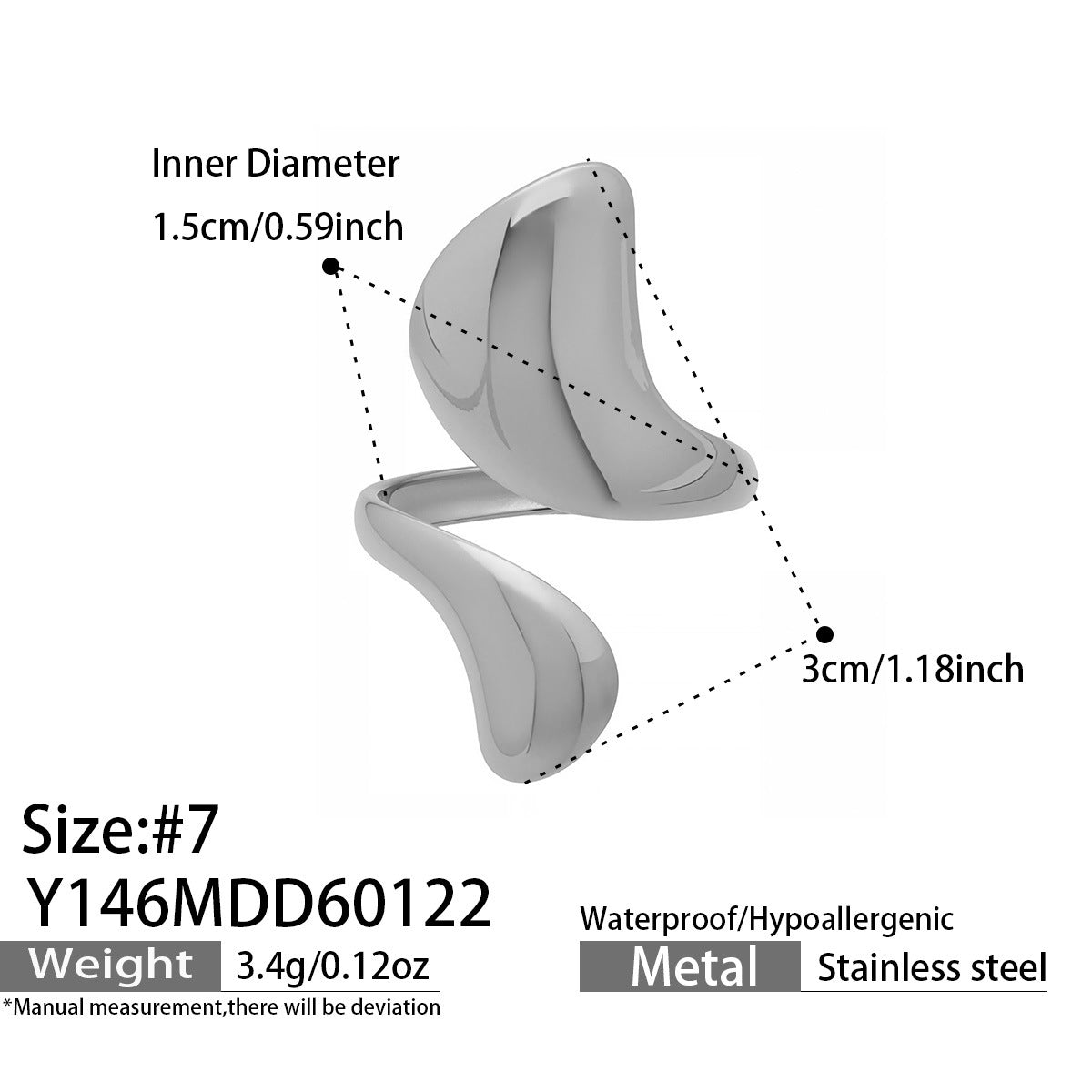 316L Stainless Steel Vintage Geometric Open Index Finger Ring Set - Image 9