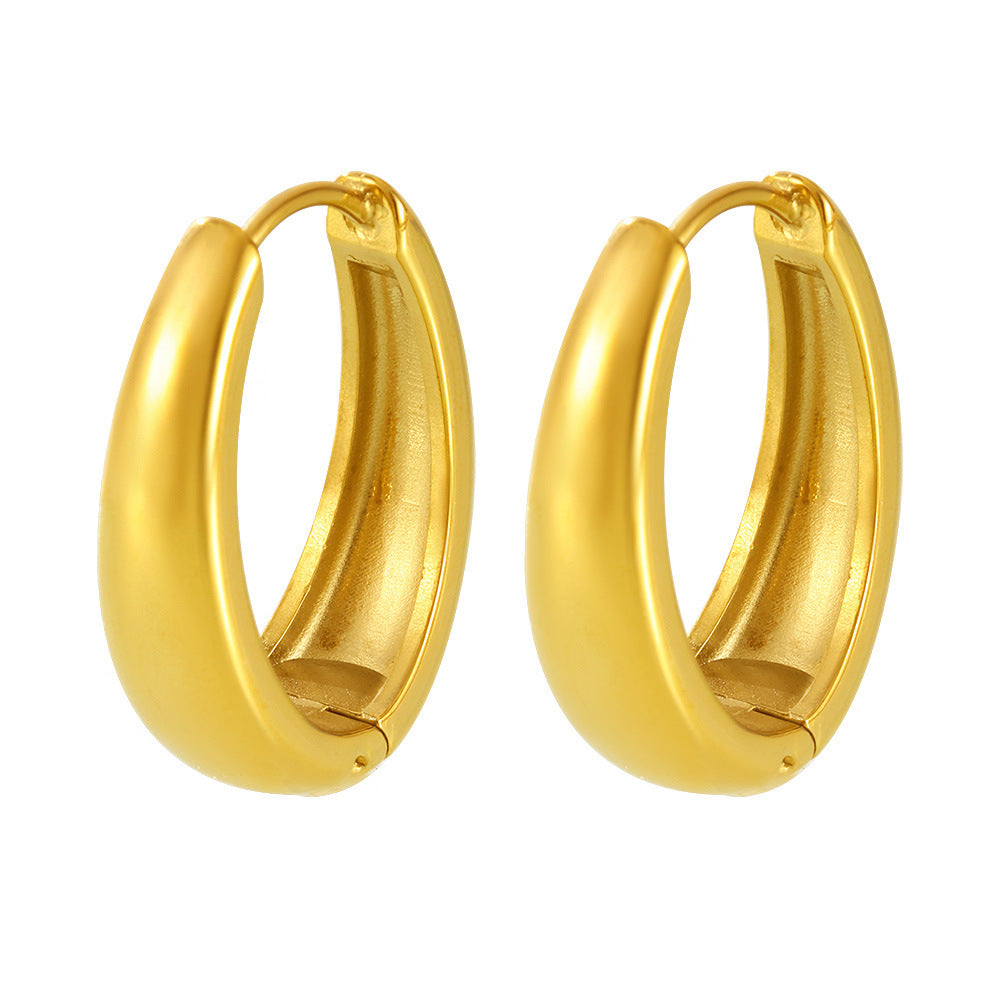 316L Stainless Steel Vintage Geometric Oval Hoop Earrings - Image 10