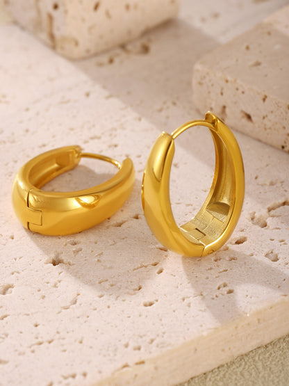 316L Stainless Steel Vintage Geometric Oval Hoop Earrings - Image 5
