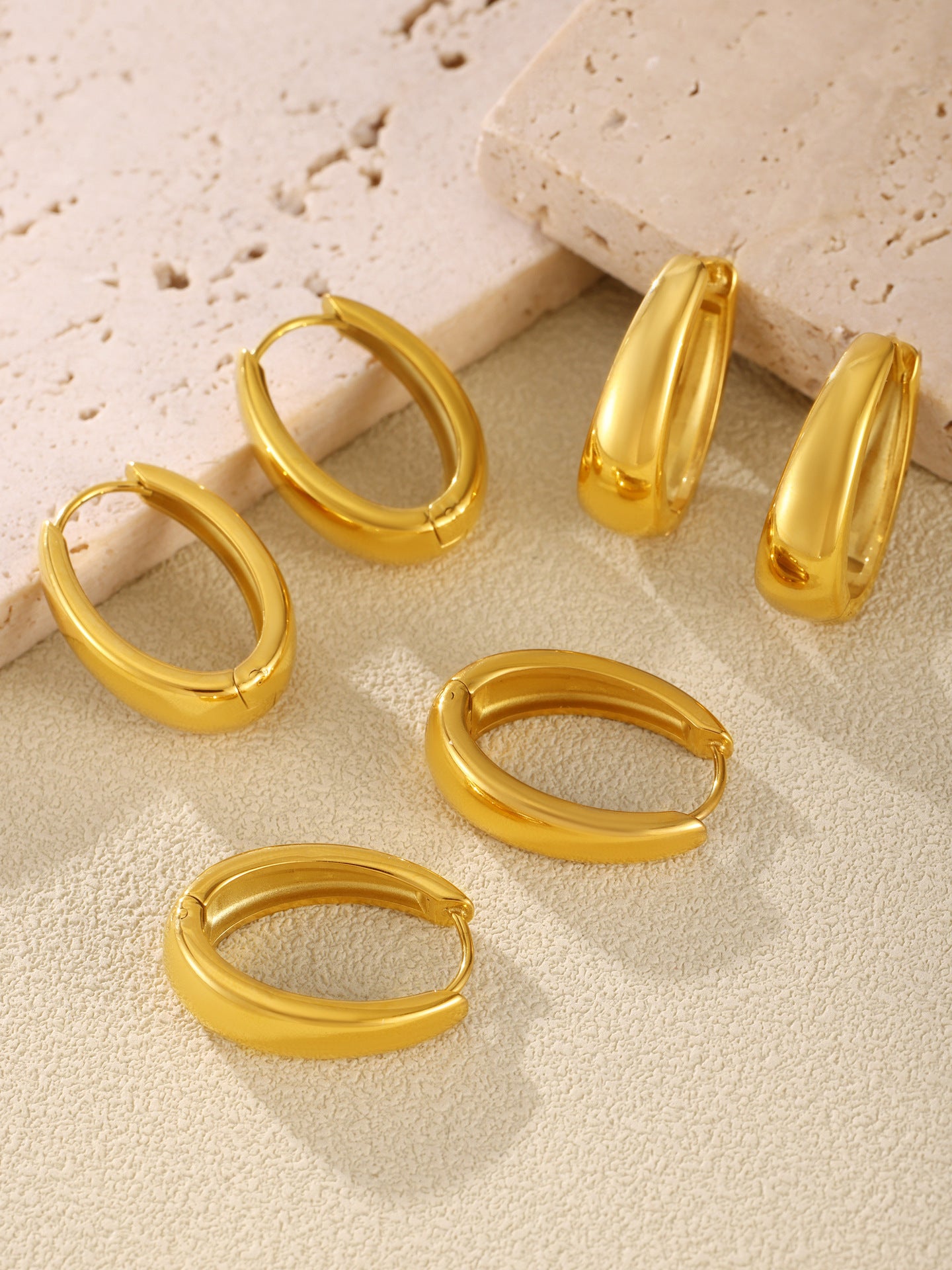 316L Stainless Steel Vintage Geometric Oval Hoop Earrings - Image 9