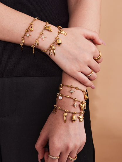 316L Stainless Steel Vintage Multi-Charm Heart & Star Bracelet Set - Image 12