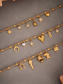 316L Stainless Steel Vintage Multi-Charm Heart & Star Bracelet Set - Image 2